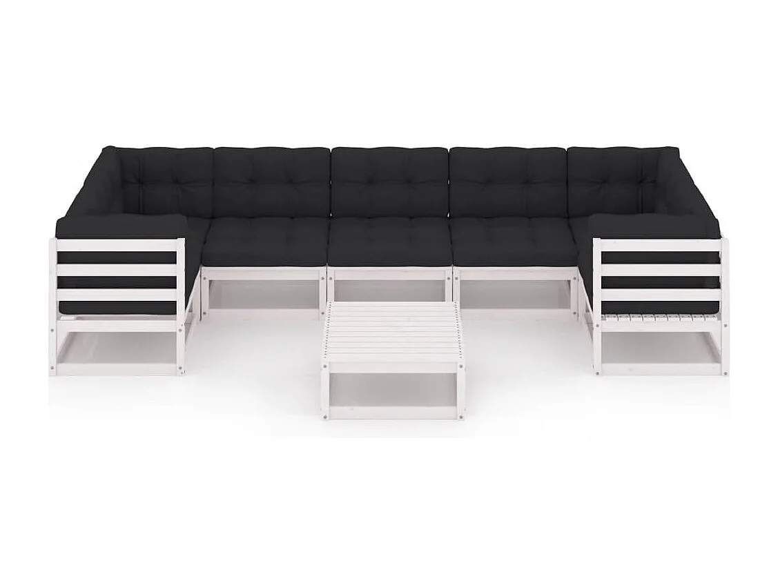 Set de muebles de jardín 8 piezas con cojines madera pino blanco