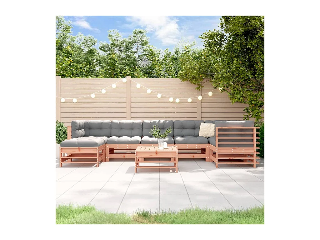 Salon de jardin 8 pièces avec coussins bois massif douglas