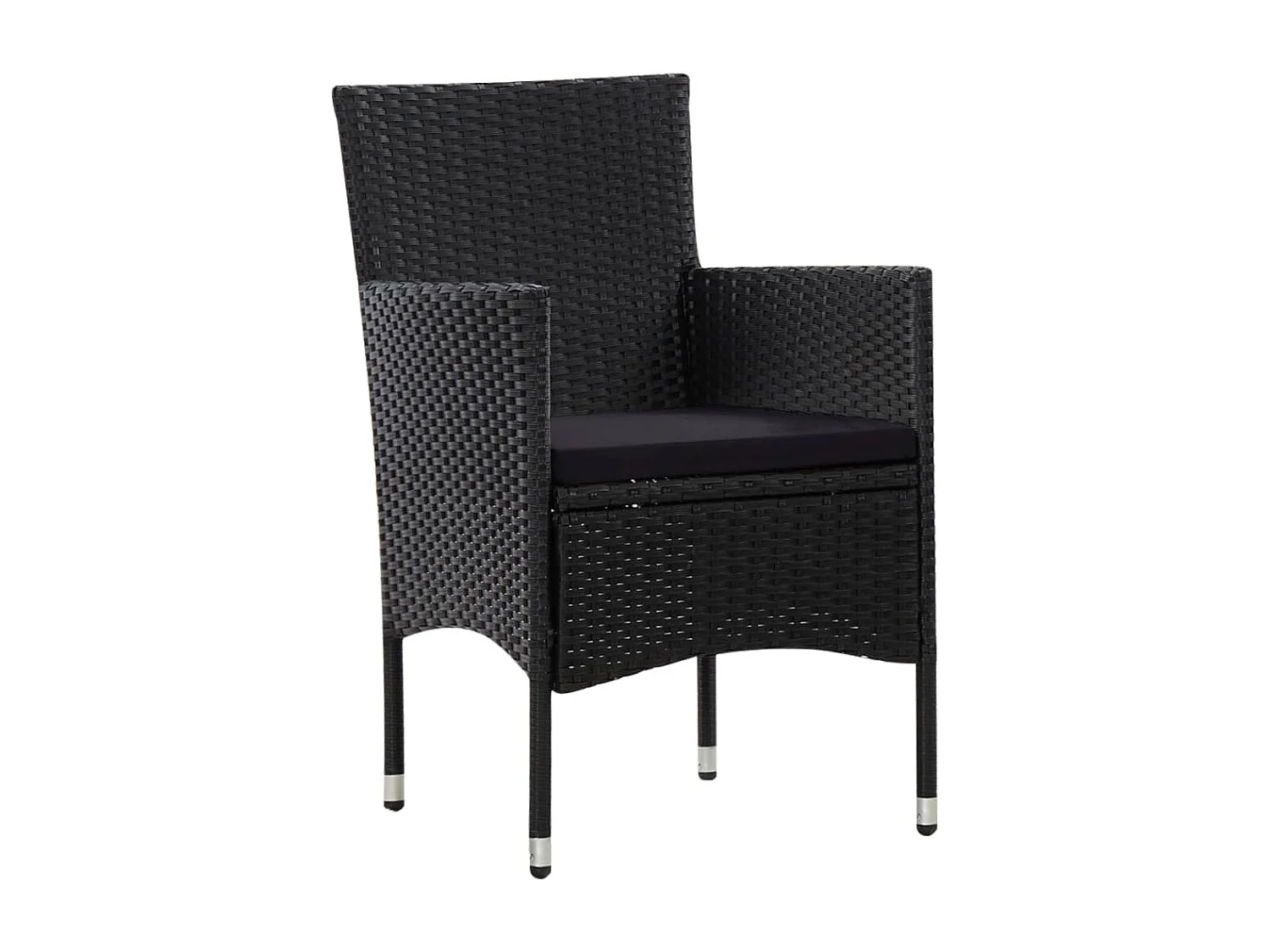 Salon de jardin 4 pièces avec coussins Résine tressée Noir