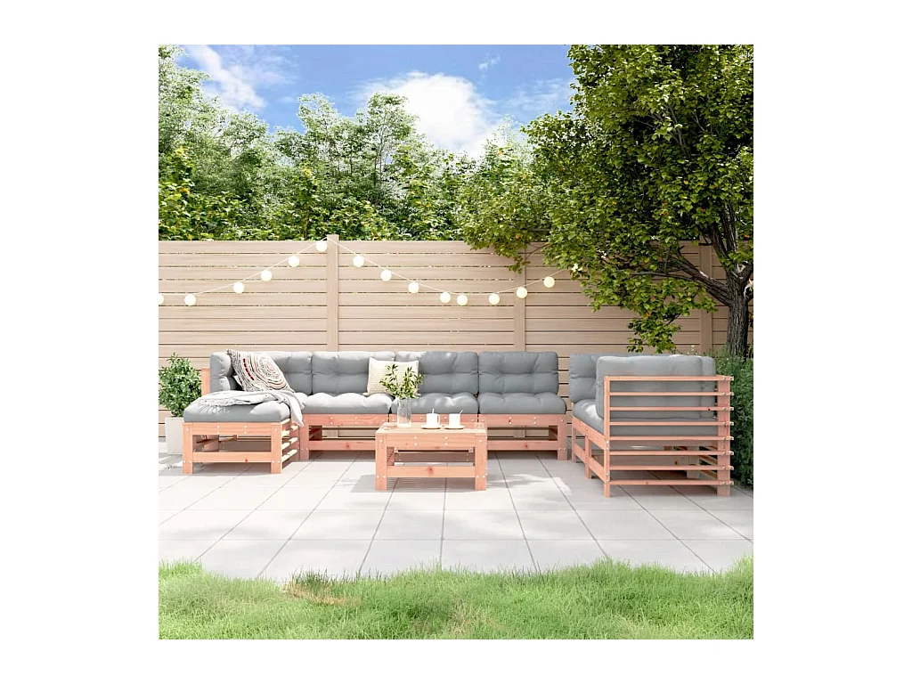 Juego de muebles de jardín 8 piezas madera maciza abeto Douglas