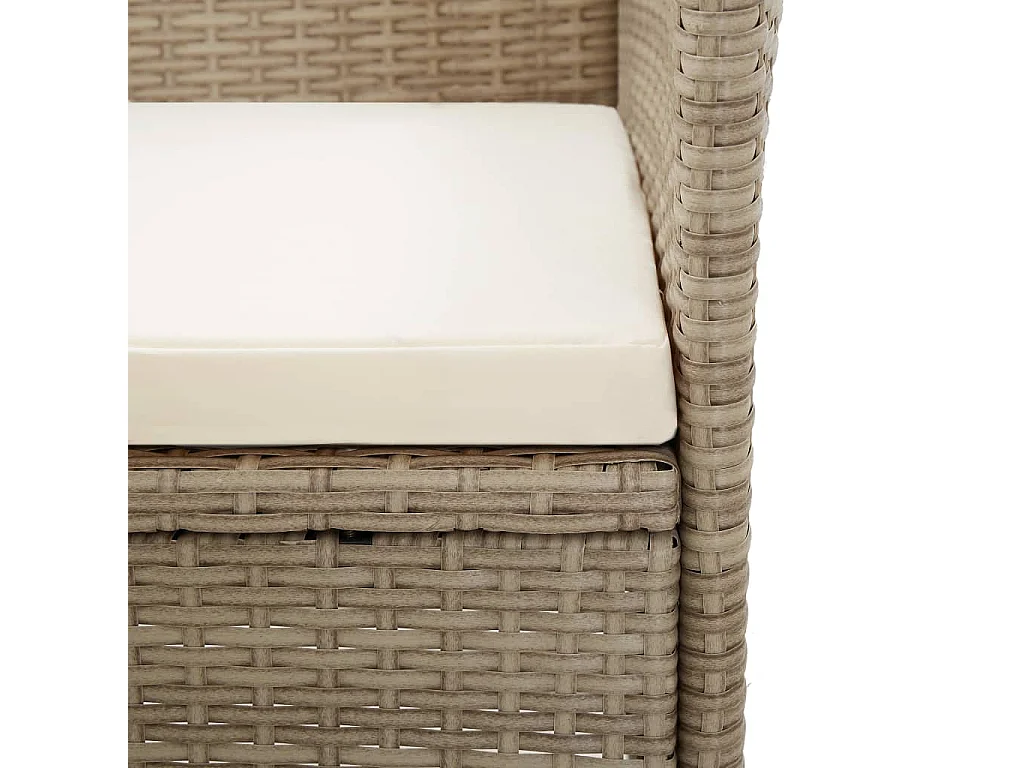 9 peças conjunto jantar exterior com almofadões vime PE bege