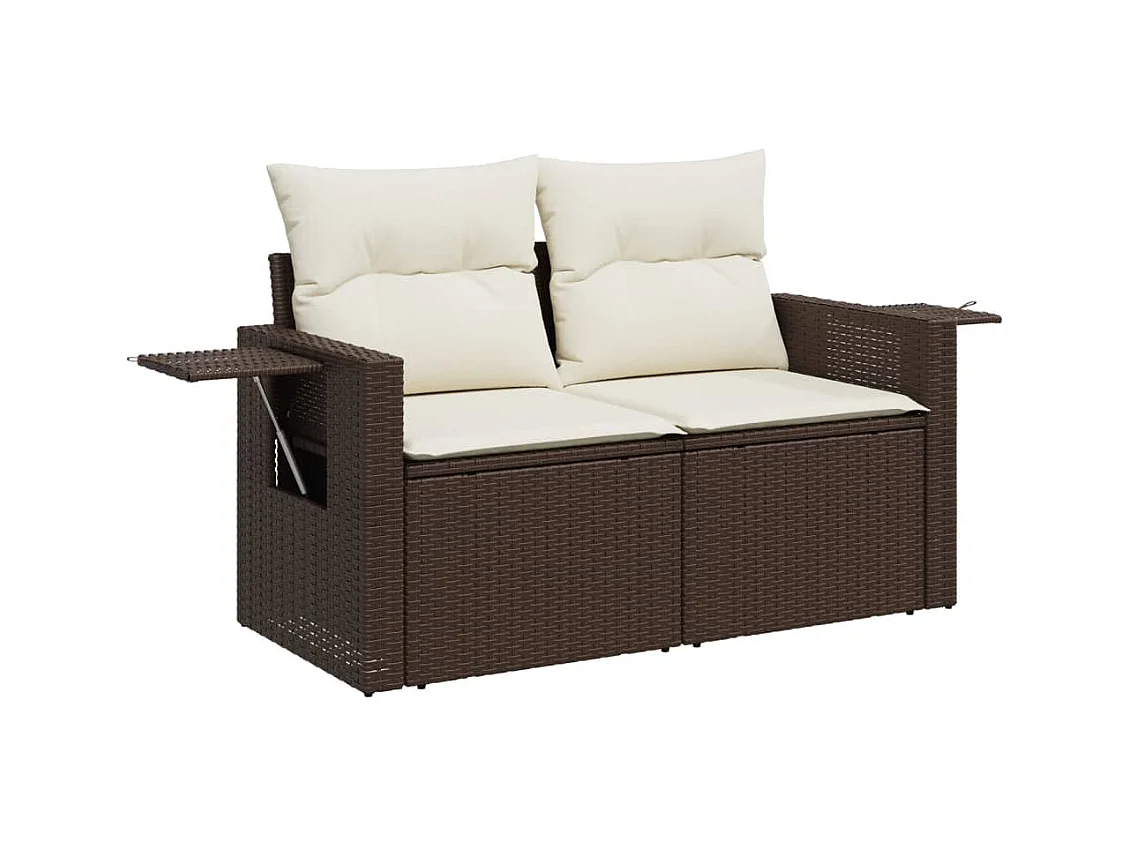 Salon de jardin avec coussins 5 pièces marron résine tressée