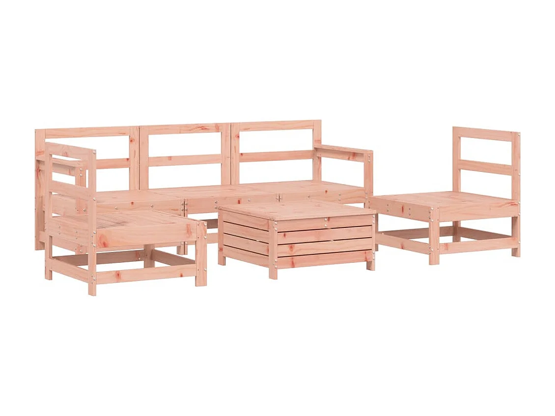 Juego de sofás de jardín 6 piezas madera maciza de abeto Douglas