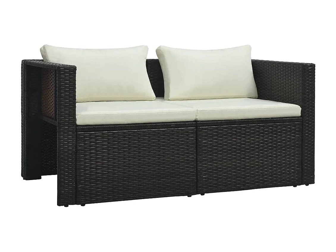 6 peças conjunto lounge jardim c/ almofadões vime PE castanho