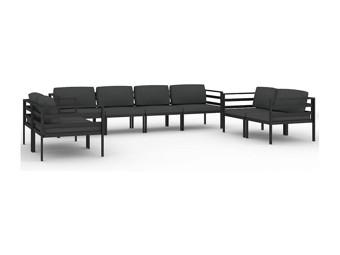 Salon de jardin 8 pièces avec coussins Aluminium Anthracite
