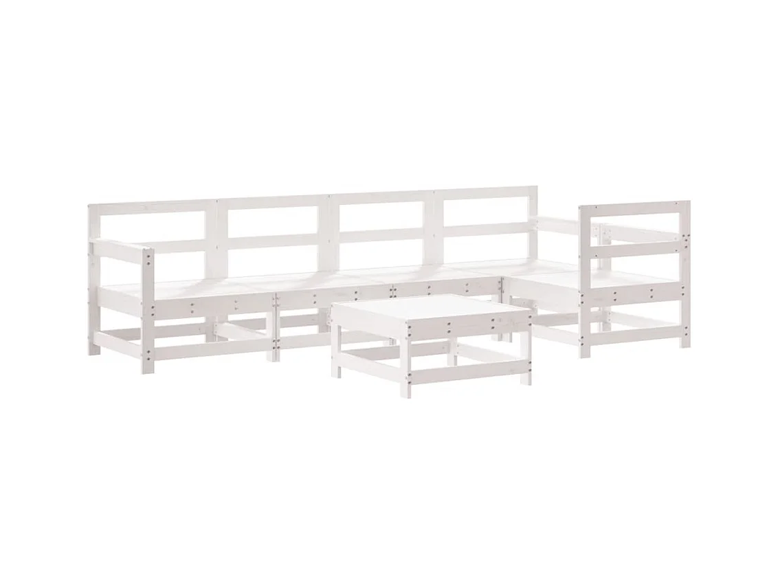 6-delige Loungeset massief grenenhout wit