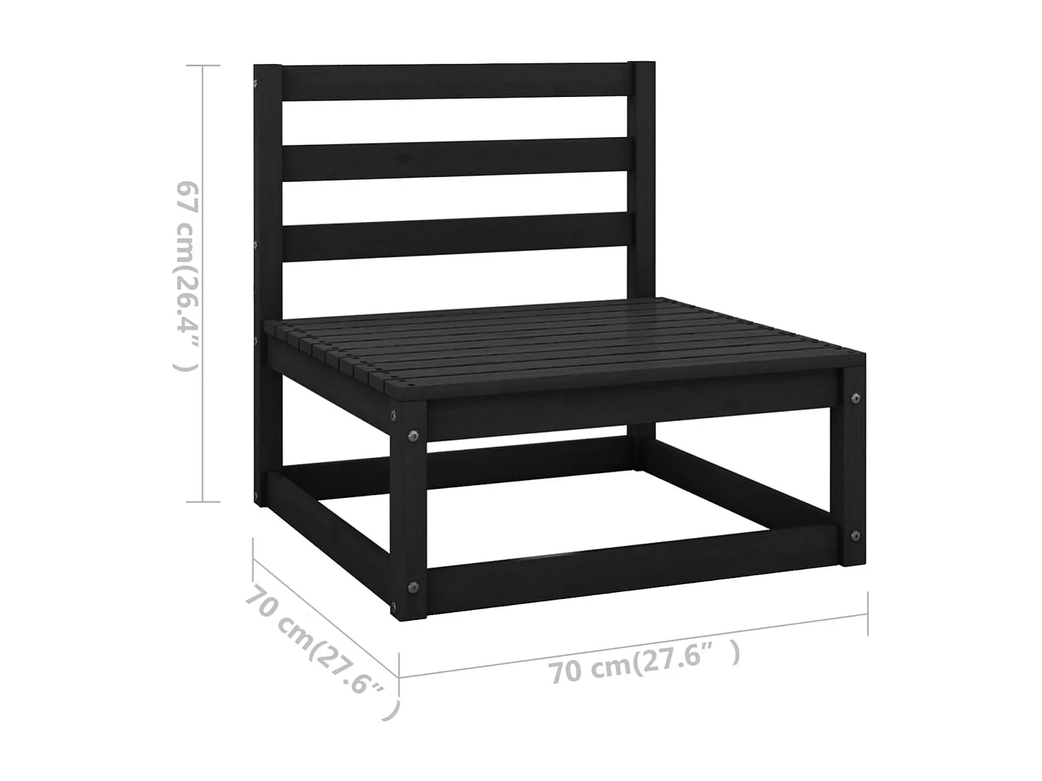 6 peças conjunto longue de jardim c/ almofadões pinho maciço