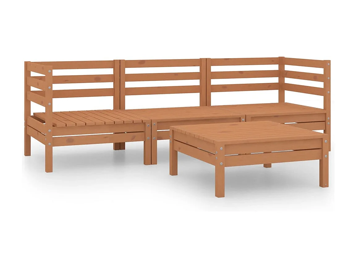 4 peças conjunto lounge de jardim pinho maciço castanho mel