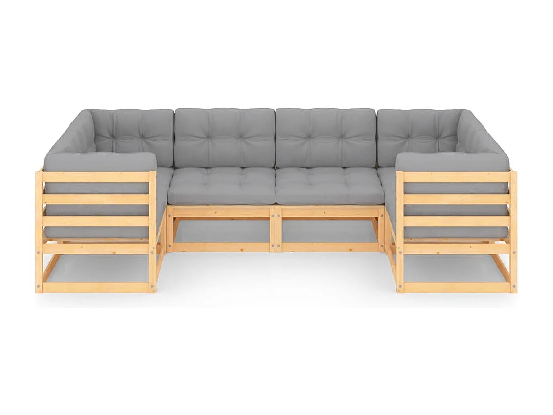 Salon de jardin 6 pièces avec coussins Bois de pin massif