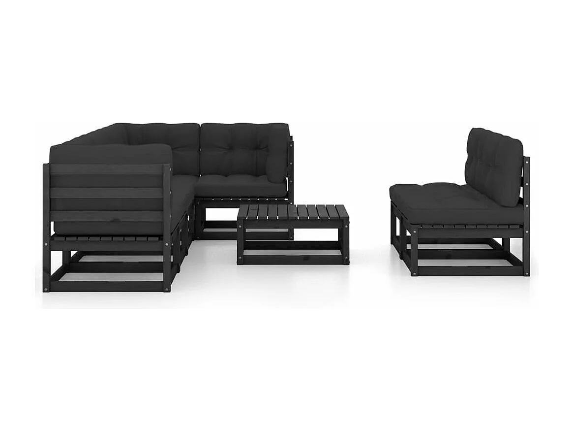 8-delige Loungeset met kussens massief grenenhout