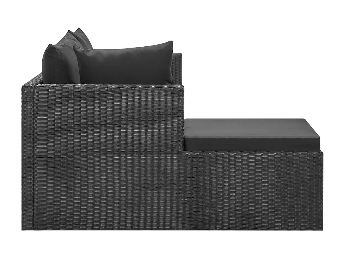 Salon de jardin 4 pièces Noir avec coussins Résine tressée