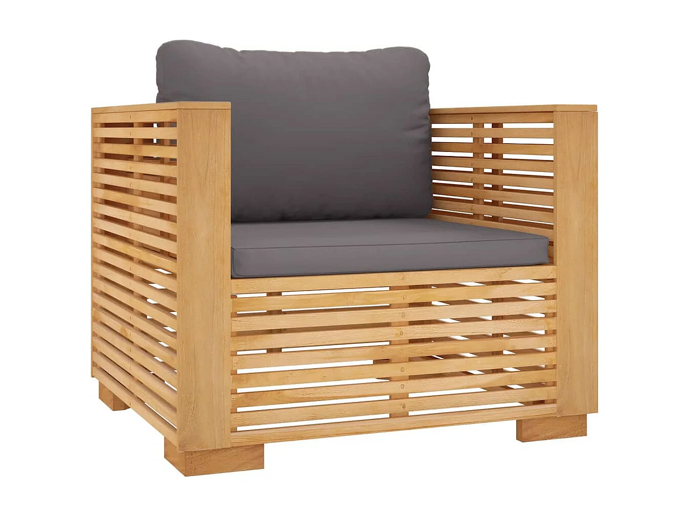 Juego muebles de jardín 5 piezas y cojines madera maciza teca