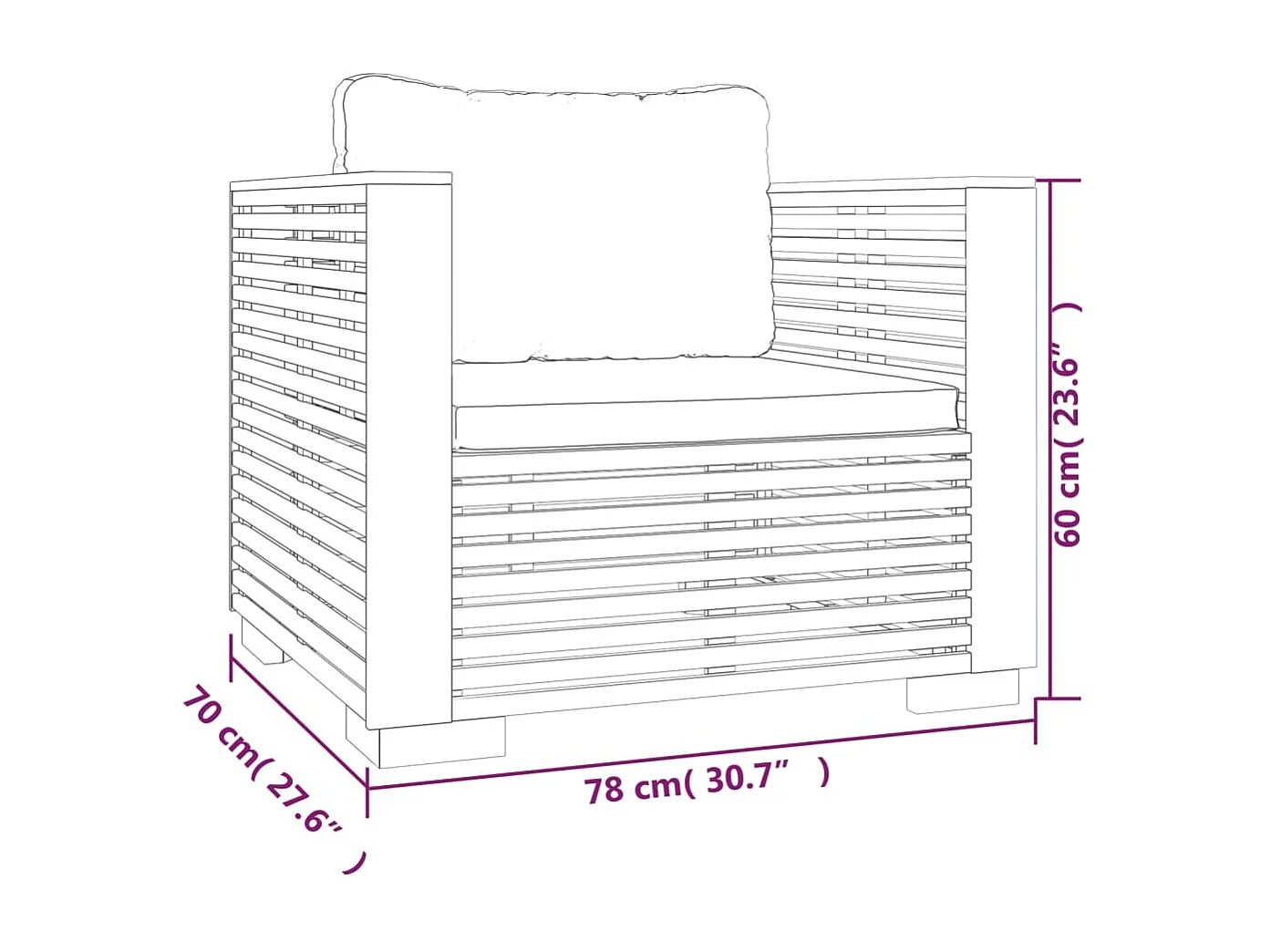 Juego muebles de jardín 5 piezas y cojines madera maciza teca