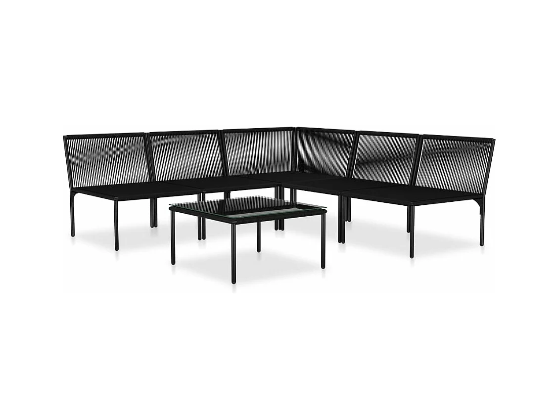 Salon de jardin 6 pièces avec coussins Noir PVC