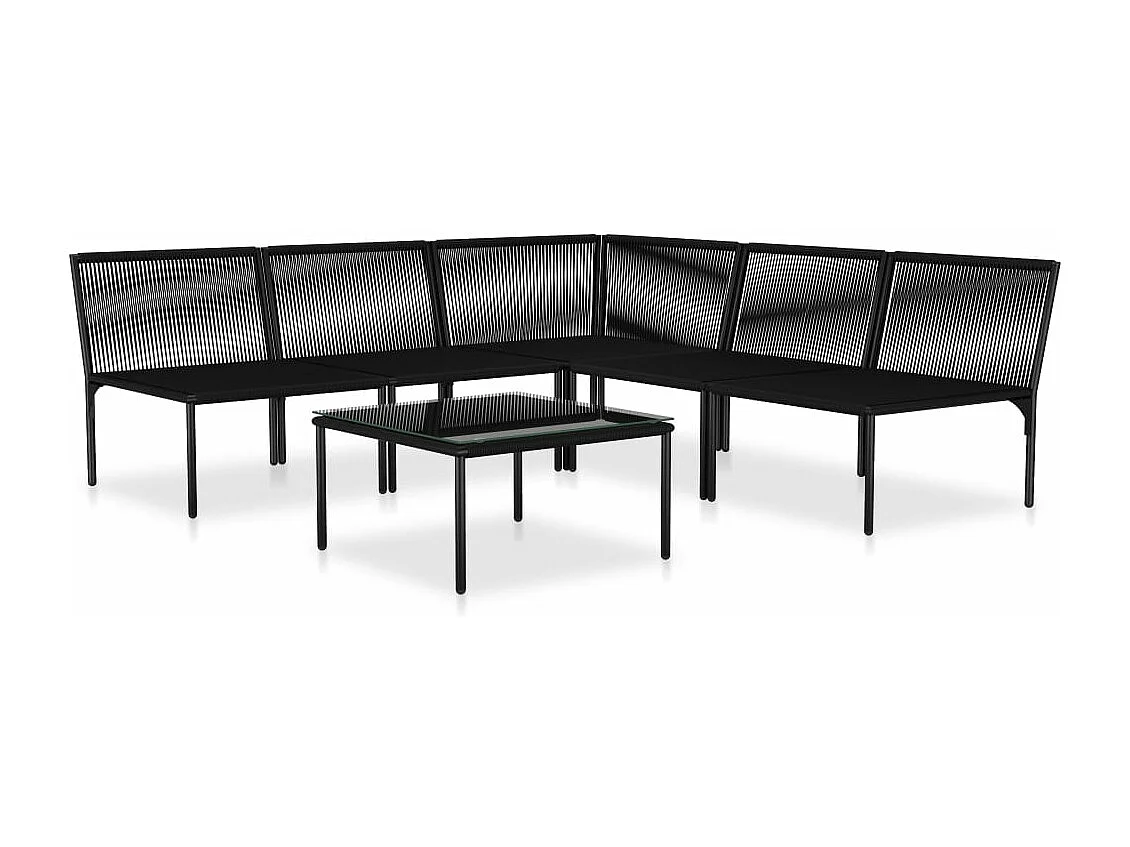 Salon de jardin 6 pièces avec coussins Noir PVC