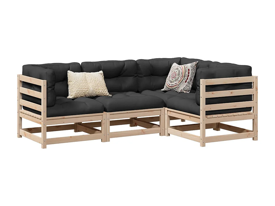 4-delige Loungeset massief grenenhout