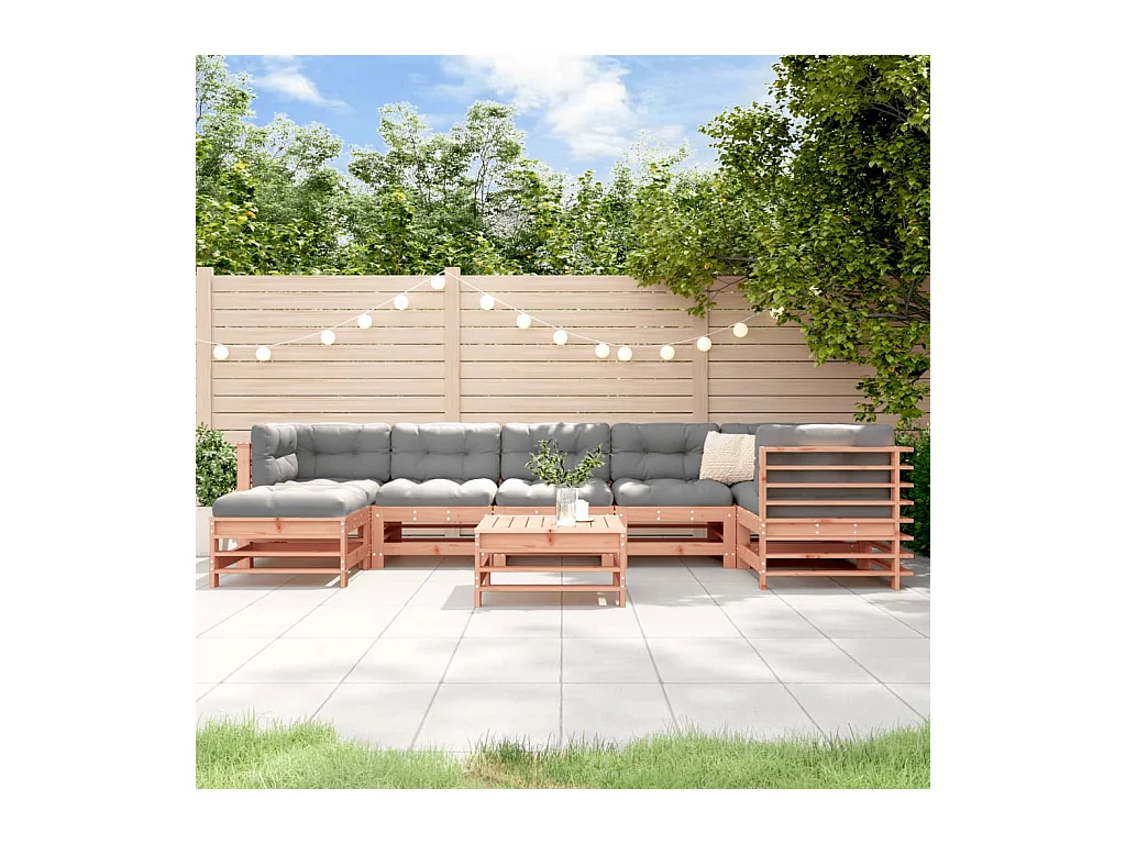 Salon de jardin 8 pièces avec coussins bois massif douglas