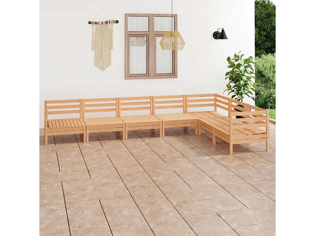 7 peças conjunto lounge de jardim pinho maciço