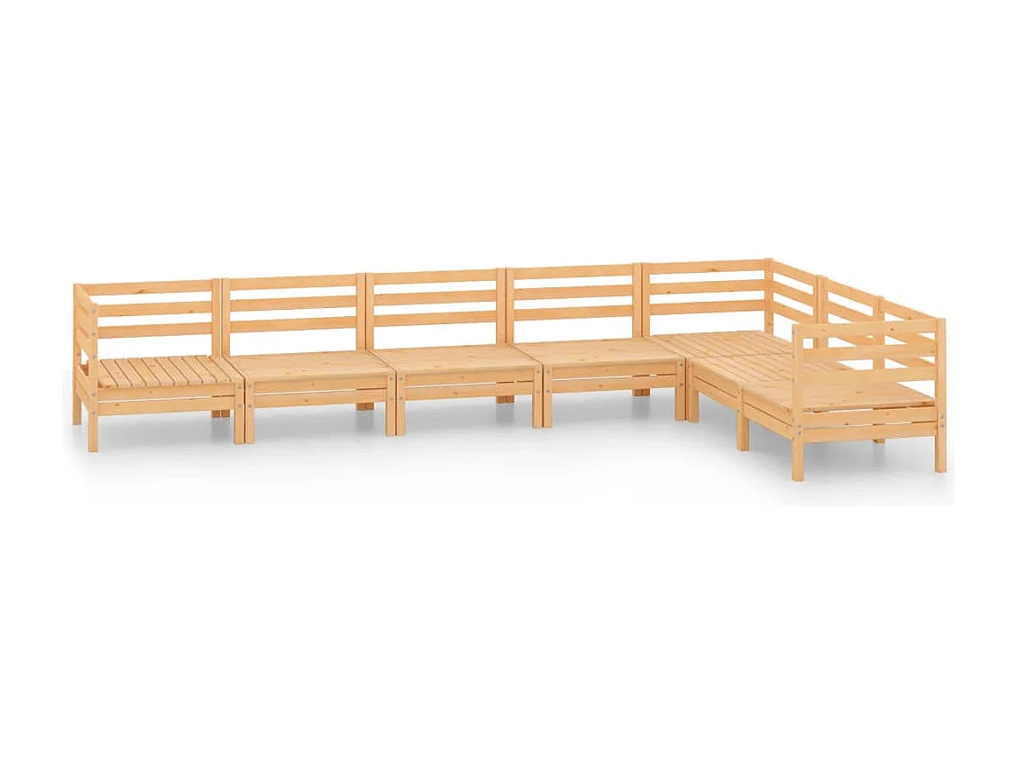 7 peças conjunto lounge de jardim pinho maciço