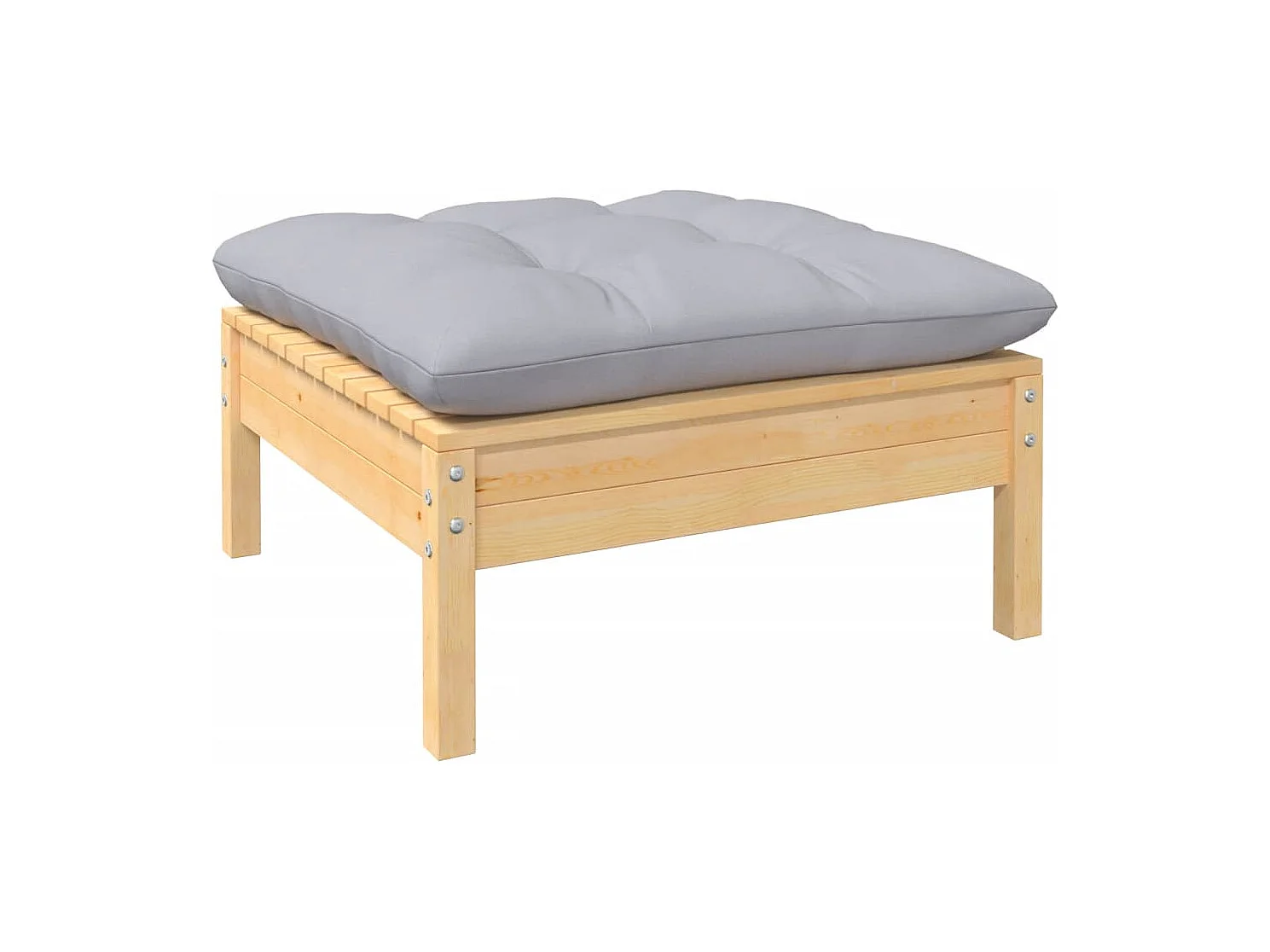 Salon de jardin 6 pièces avec coussins gris bois de pin