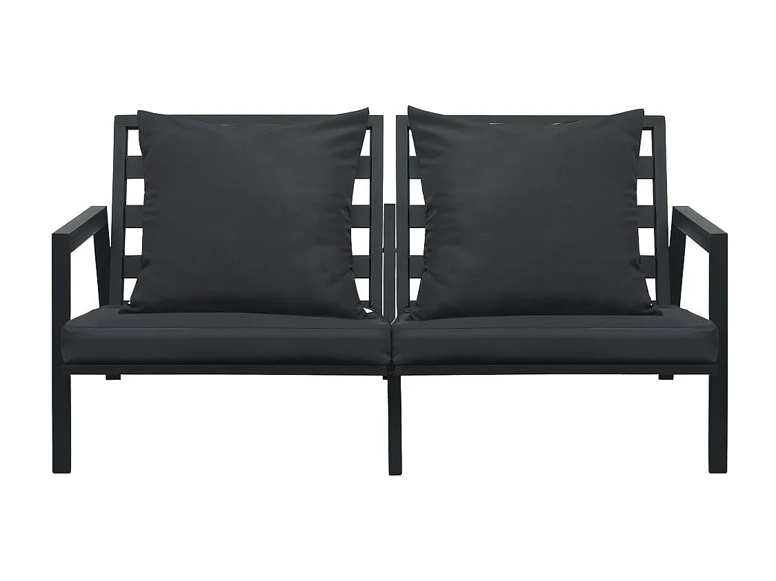 Salon de jardin 4 pièces avec coussins Aluminium Gris foncé