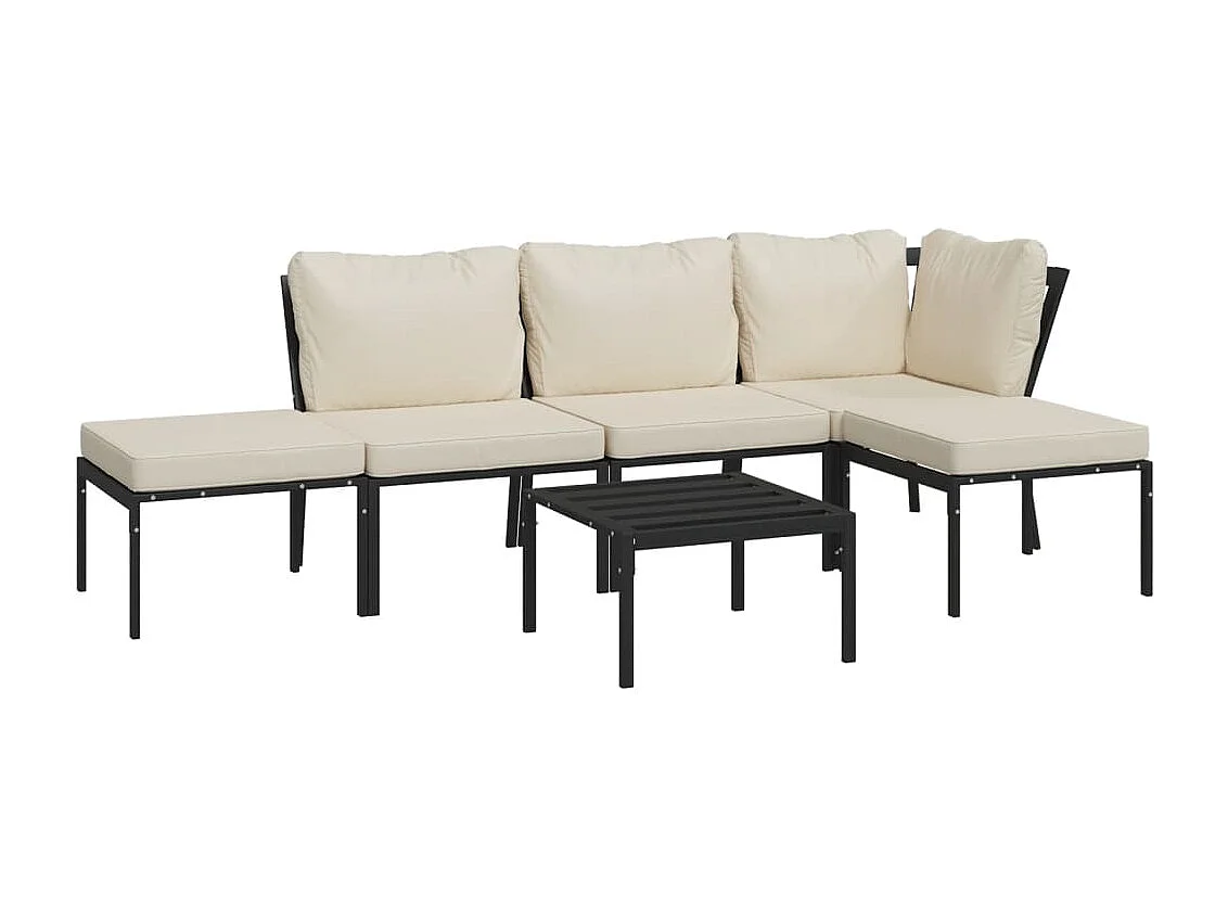 Salon de jardin 6 pièces avec coussins sable acier