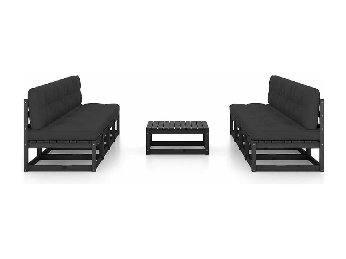 Juego de muebles de jardín 9 piezas y cojines madera pino maciza