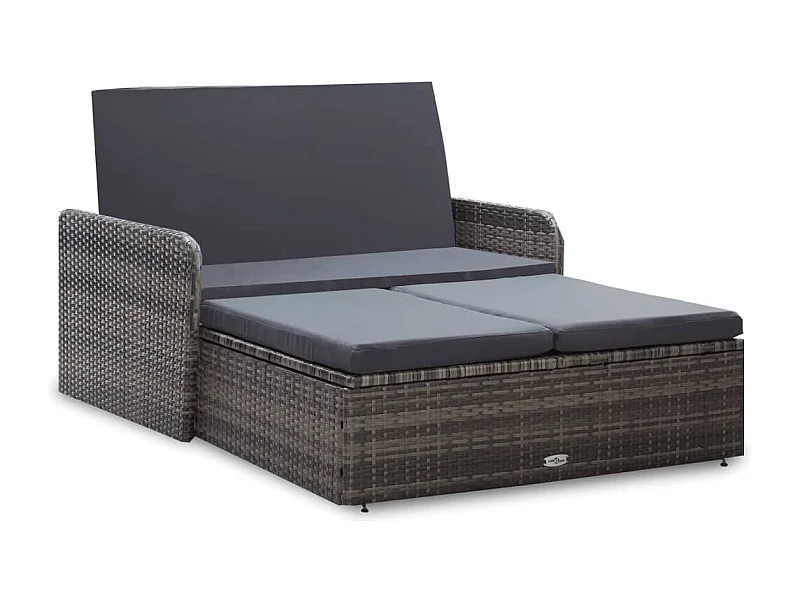 Set de muebles de jardín 2 piezas y cojines ratán sintético gris