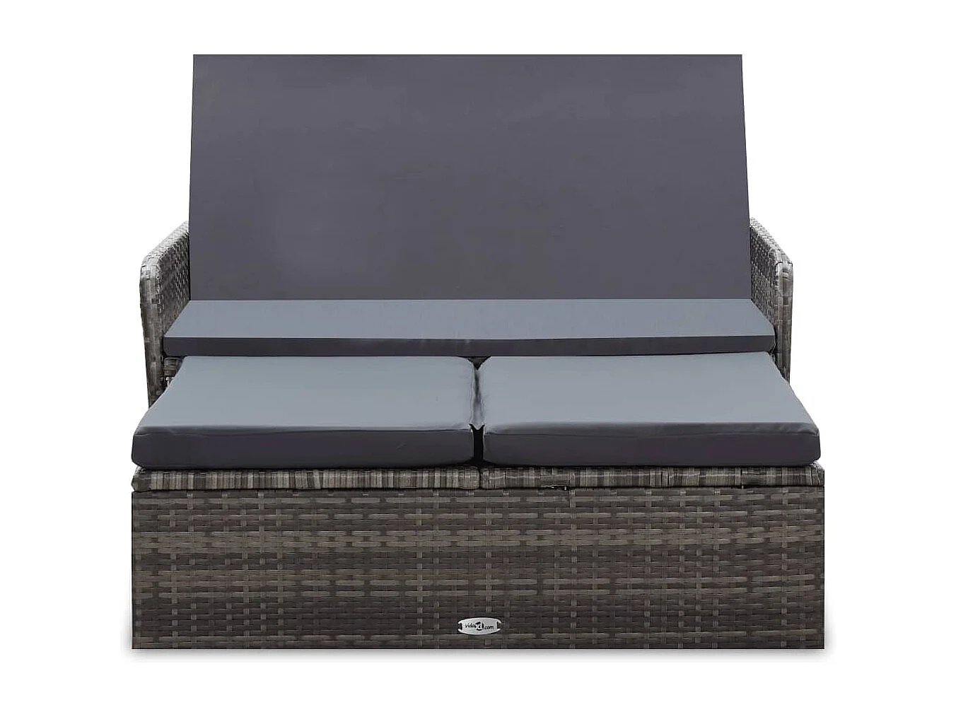 Set de muebles de jardín 2 piezas y cojines ratán sintético gris