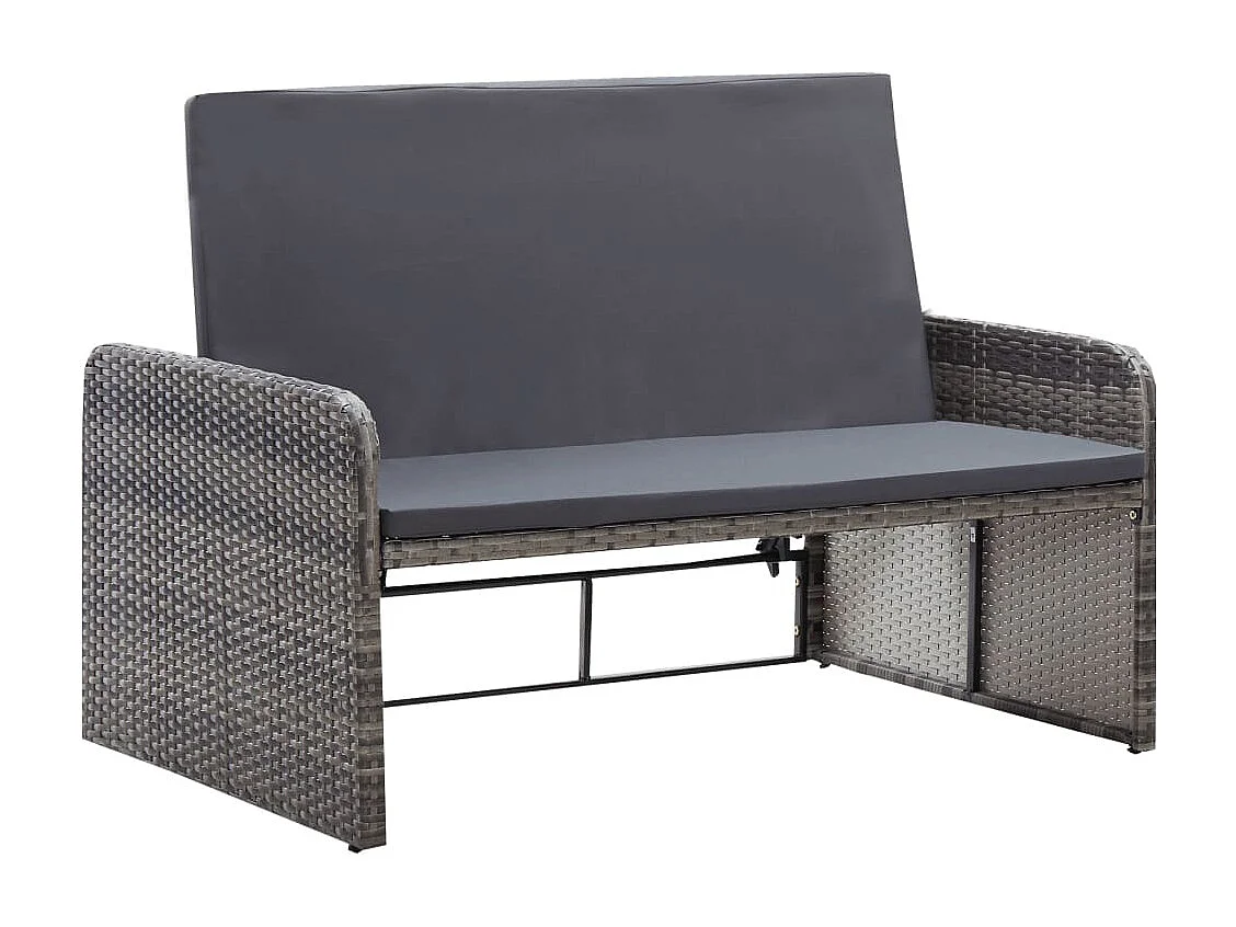 Set de muebles de jardín 2 piezas y cojines ratán sintético gris