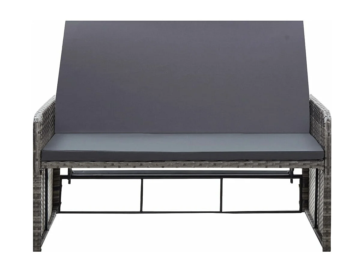 Set de muebles de jardín 2 piezas y cojines ratán sintético gris