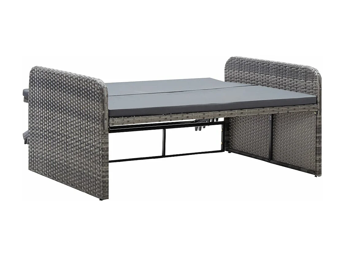 Set de muebles de jardín 2 piezas y cojines ratán sintético gris