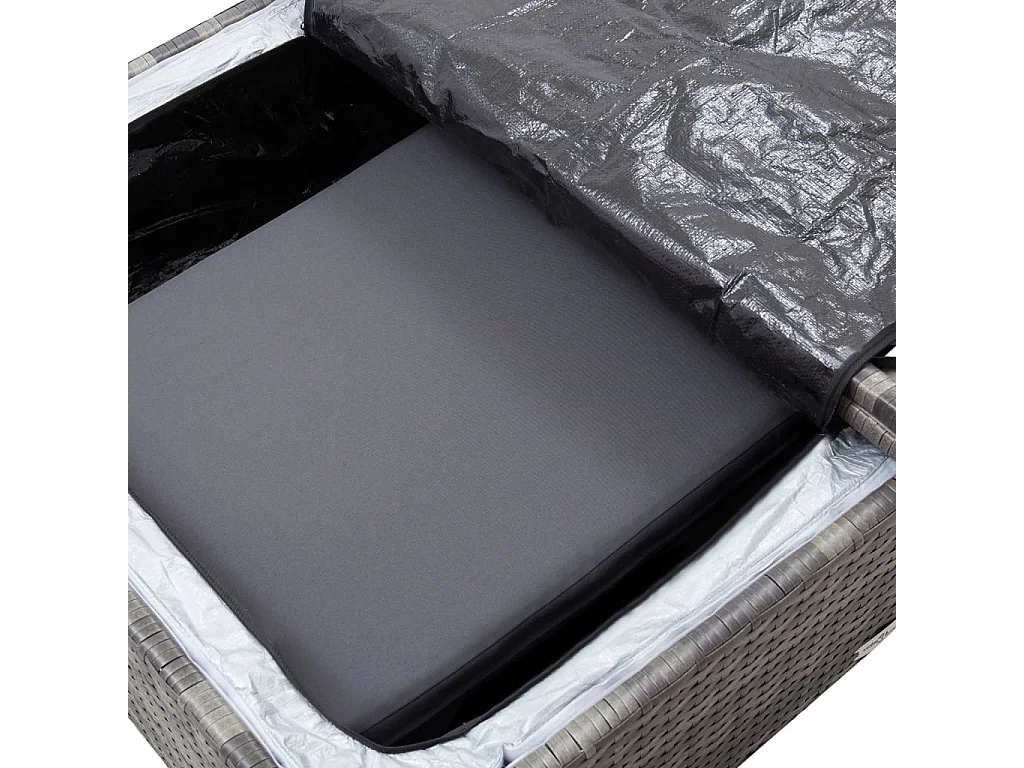 Set de muebles de jardín 2 piezas y cojines ratán sintético gris