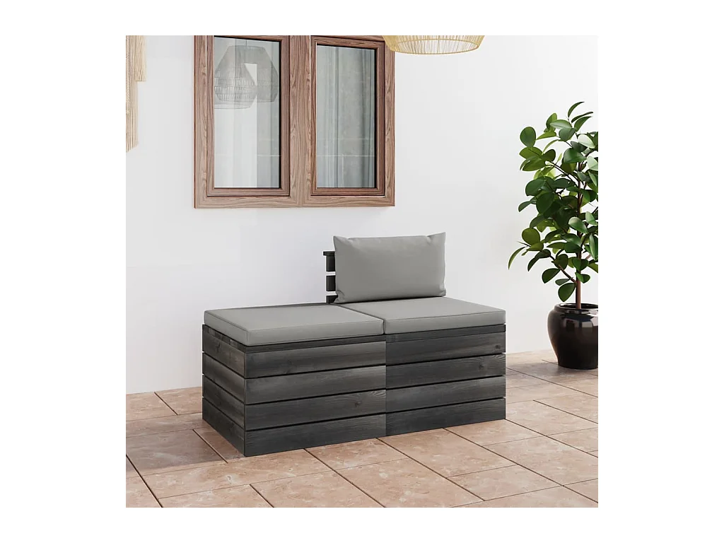 Muebles de jardín de palets 2 piezas cojines madera maciza pino