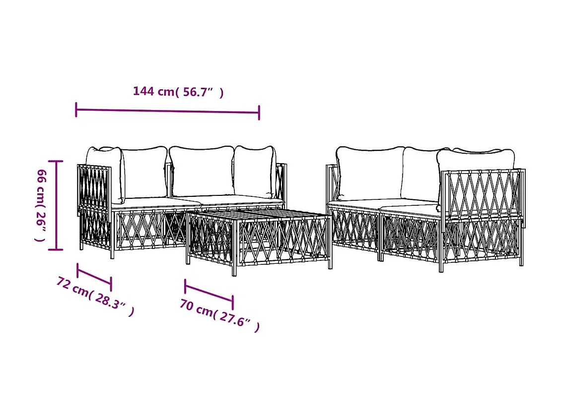 Salon de jardin avec coussins 5 pièces anthracite acier