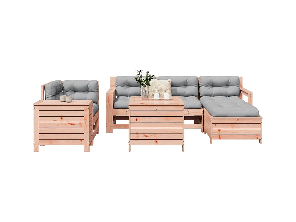 7 peças conjunto sofás jardim madeira abeto-de-douglas