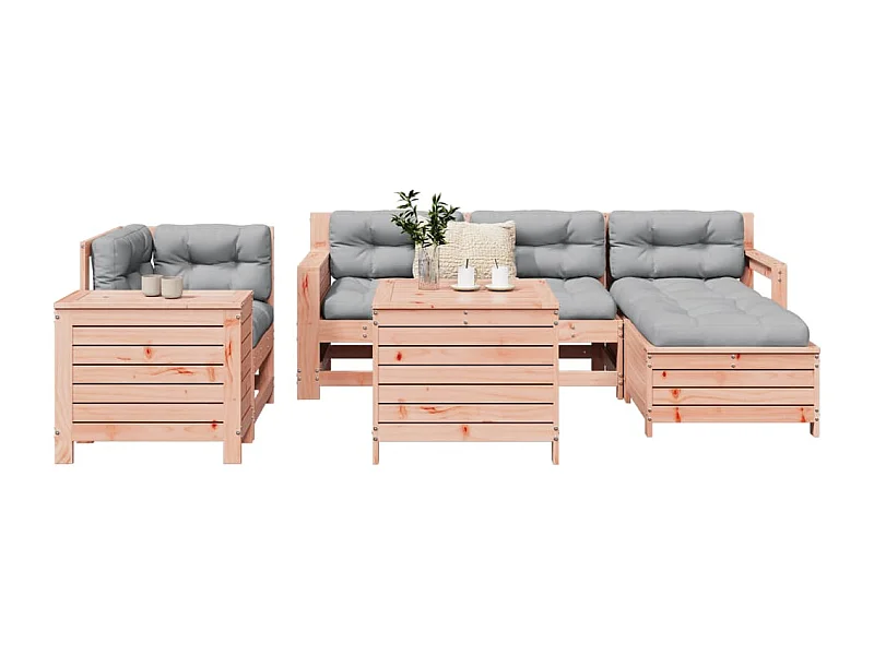 7 peças conjunto sofás jardim madeira abeto-de-douglas