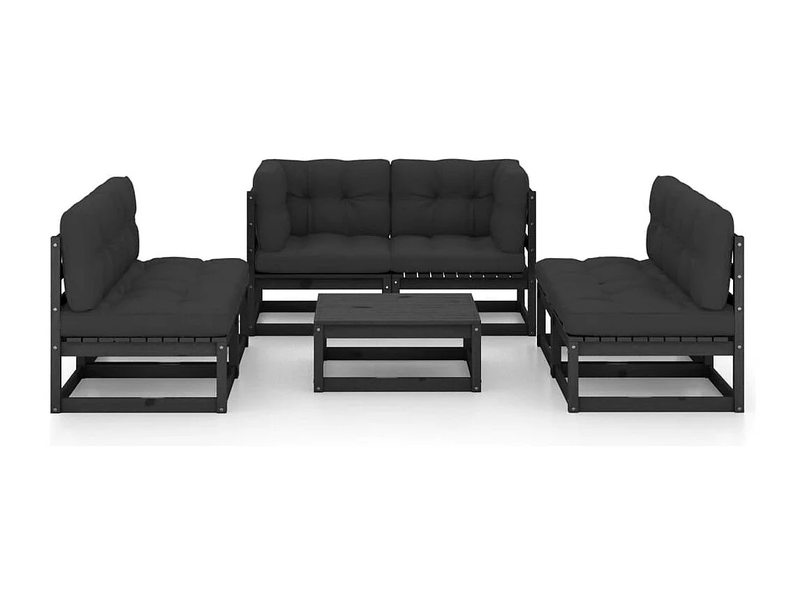 Salon de jardin 7 pièces avec coussins Bois de pin massif