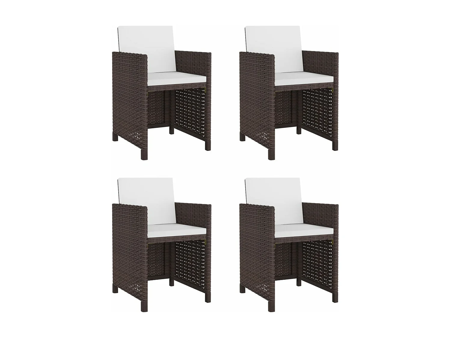 Salon de jardin encastrable 5 pièces avec coussins Rotin Marron