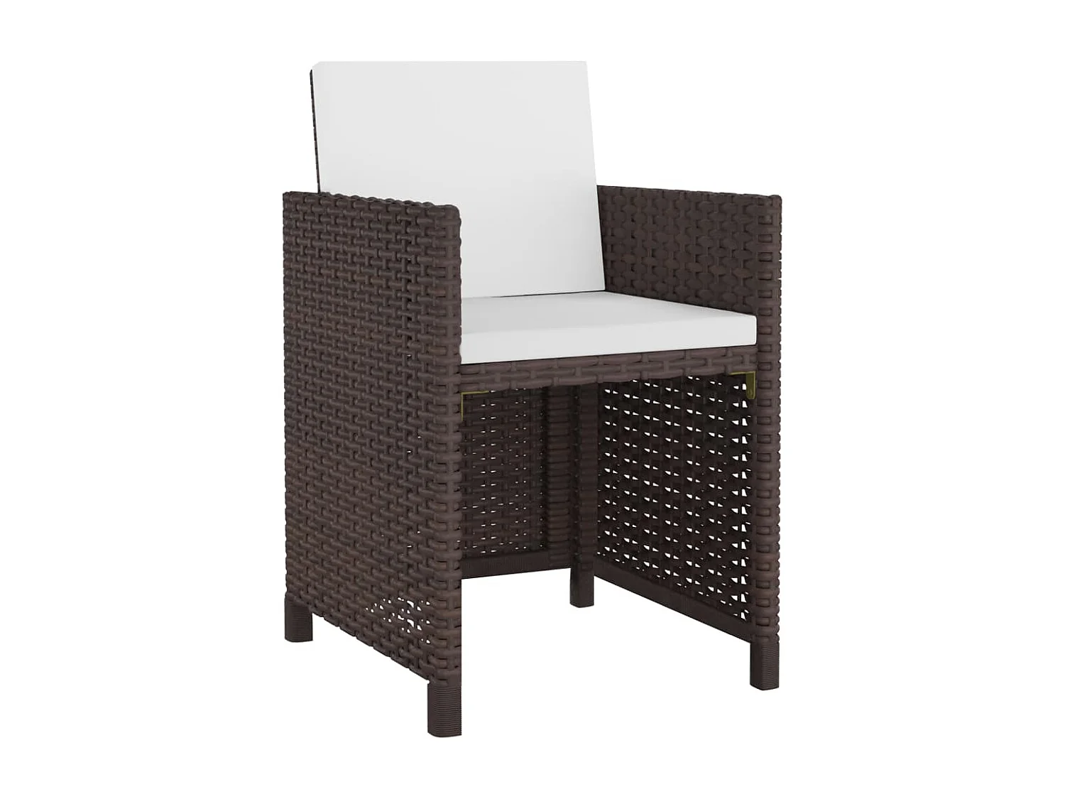 Salon de jardin encastrable 5 pièces avec coussins Rotin Marron