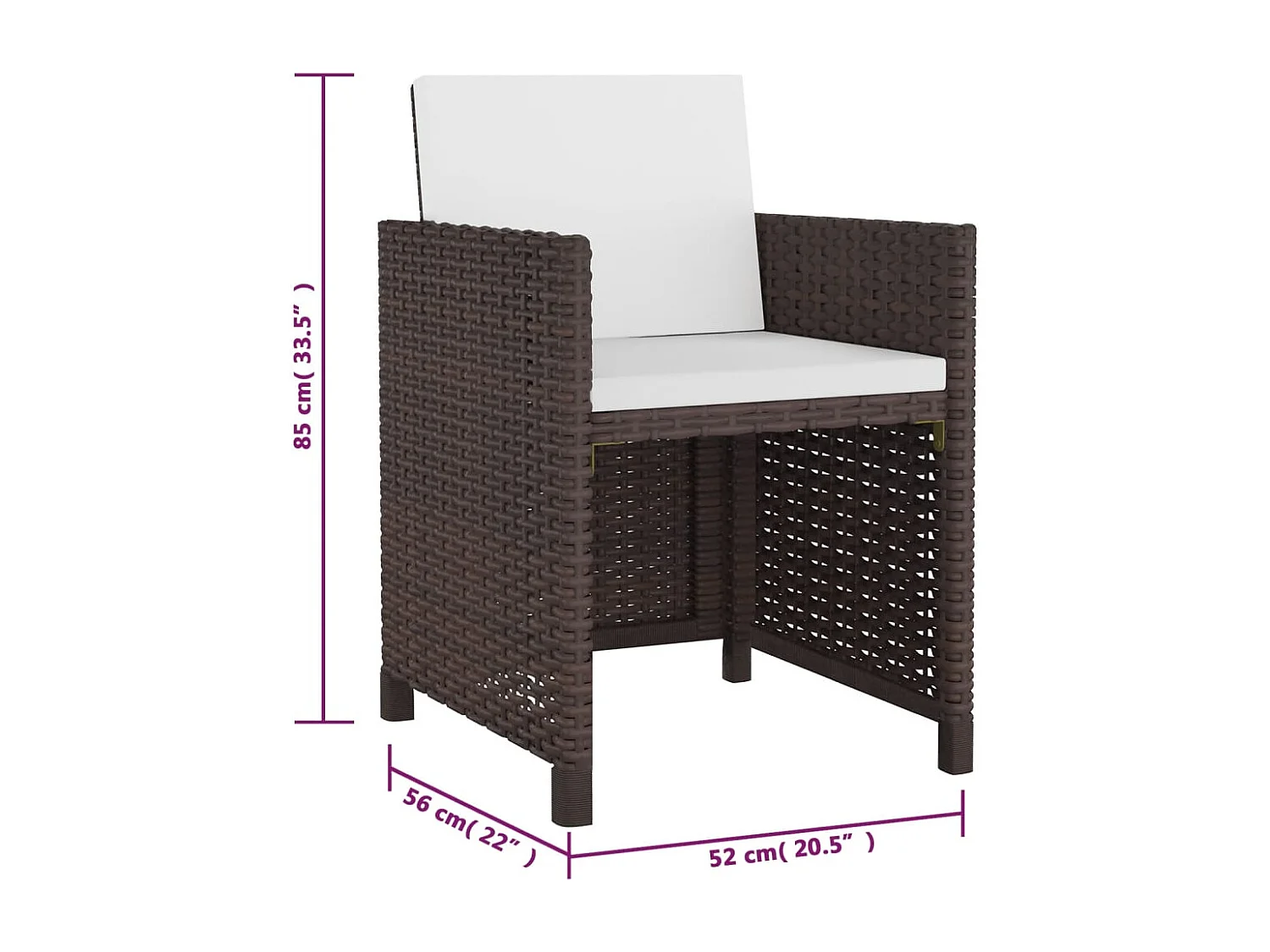 Salon de jardin encastrable 5 pièces avec coussins Rotin Marron