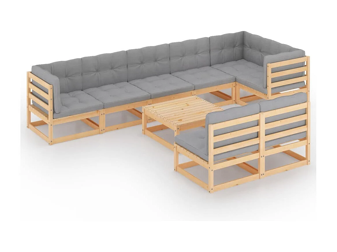 9 peças conjunto lounge de jardim com almofadões pinho maciço