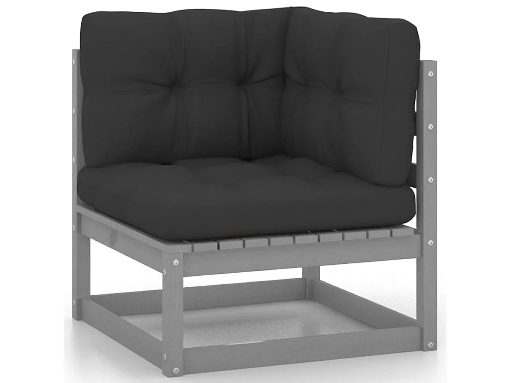 Juego de muebles de jardín 8 piezas y cojines madera pino maciza