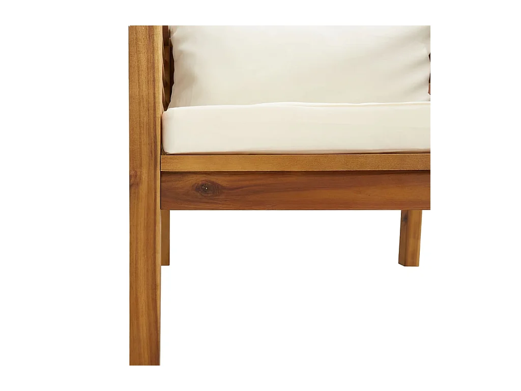 Salon de jardin 7 pièces avec coussin crème Bois d'acacia solide