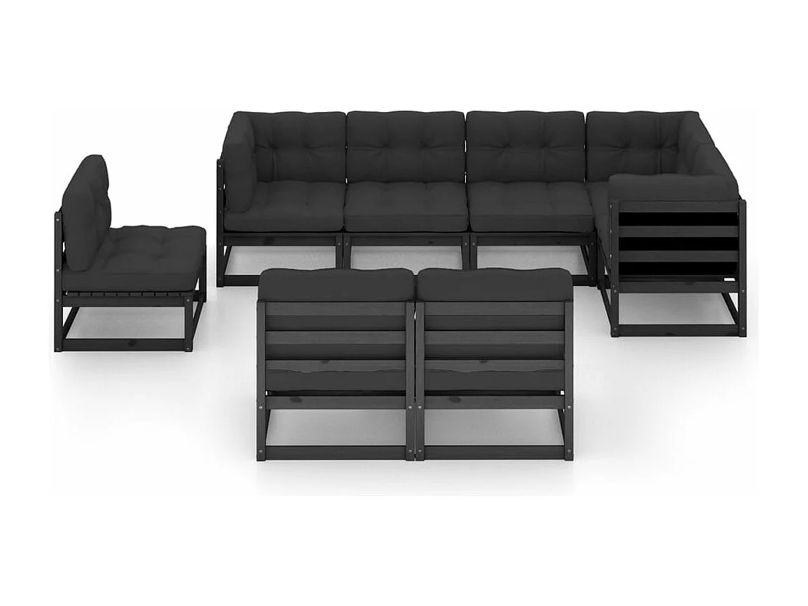 8 peças conjunto longue de jardim c/ almofadões pinho maciço