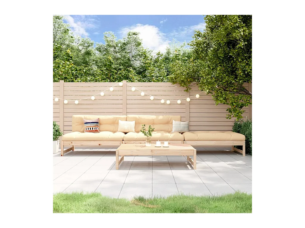 4-delige Loungeset massief grenenhout