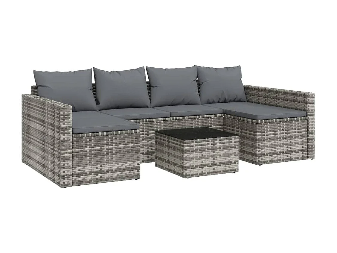 Salon de jardin 2 pièces avec coussins Gris Résine tressée