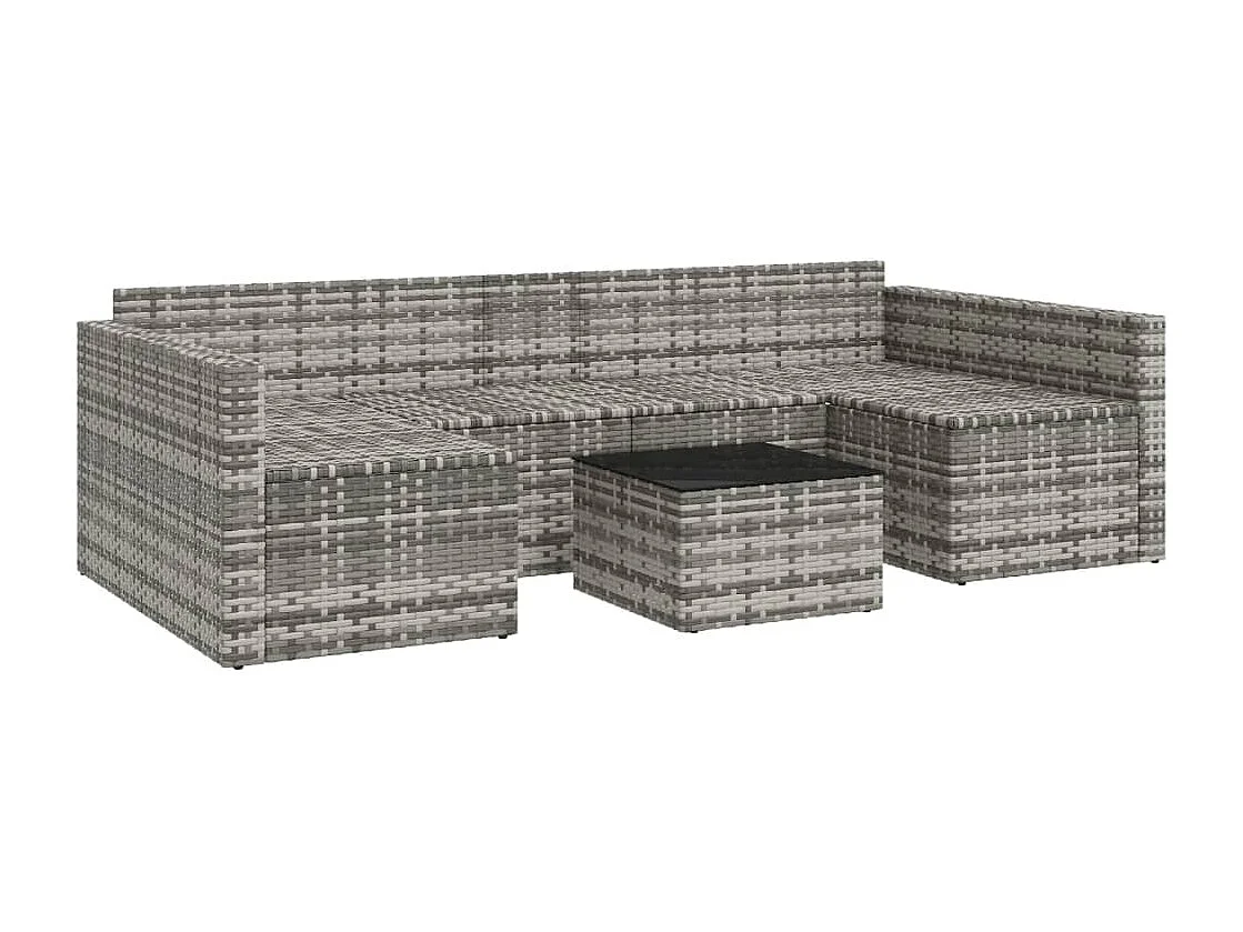 Salon de jardin 2 pièces avec coussins Gris Résine tressée