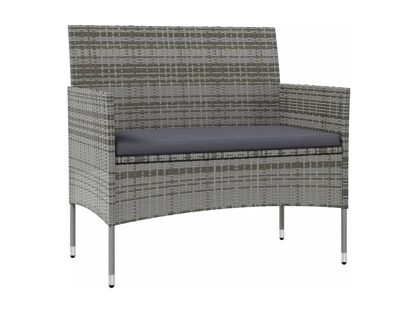 Set de muebles de jardín 16 piezas y cojines ratán sintético gris