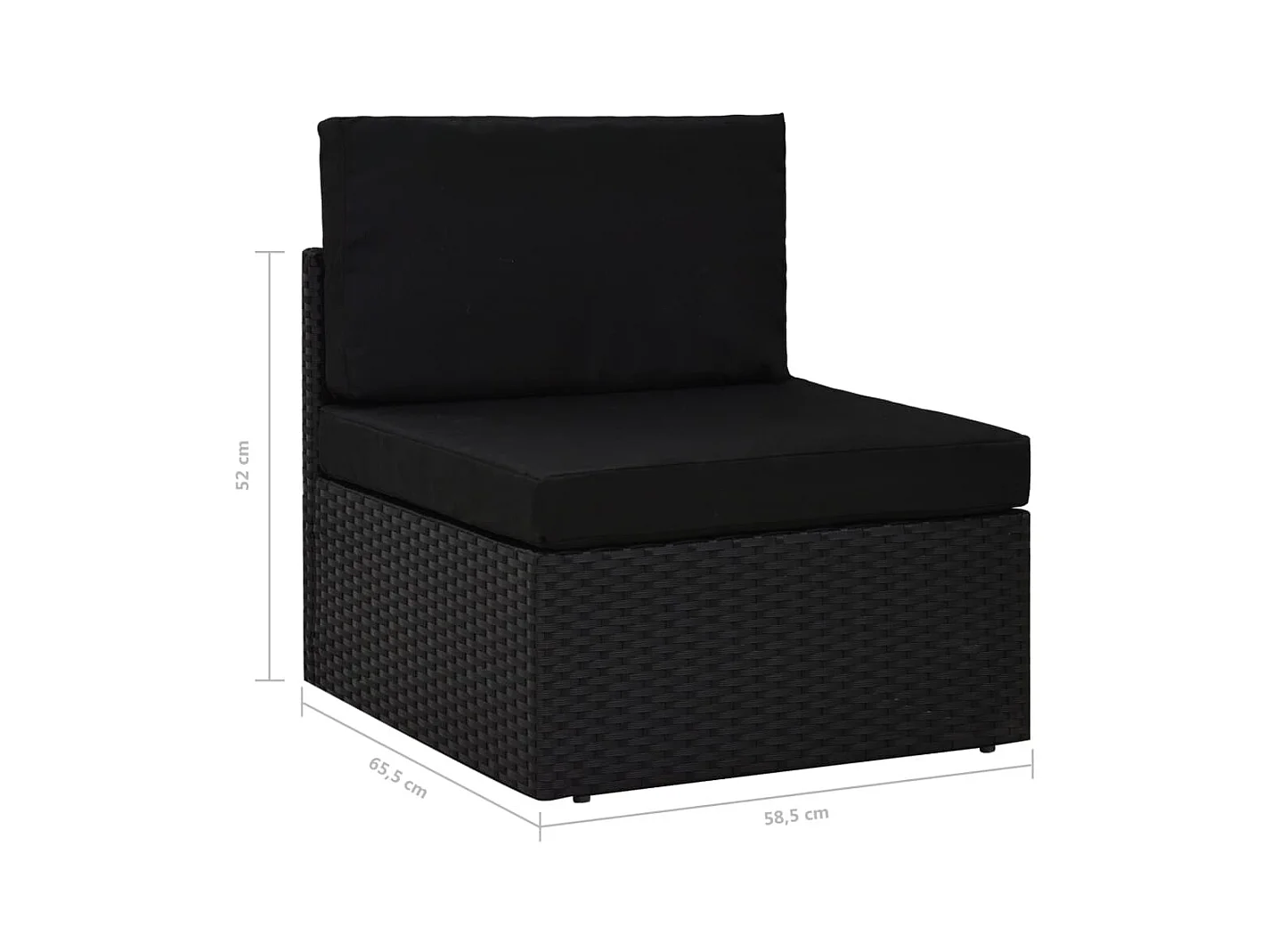 Salon de jardin 9 pièces avec coussins Noir Résine tressée